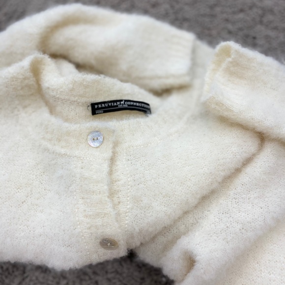 Peruvian Connection Sweaters - Peruvian Connection Kalos Alpaca Cardigan XS White